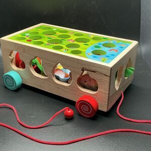 Montessori Wooden Shape Sorter, Fishing‎ & Farm Harvest Toy - 25 Piece